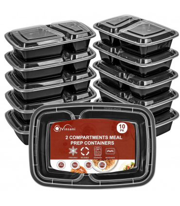 VINSANI 10pk 2 COMPARTMENTS MEAL PREP CONTAINERS 1010424 X 2