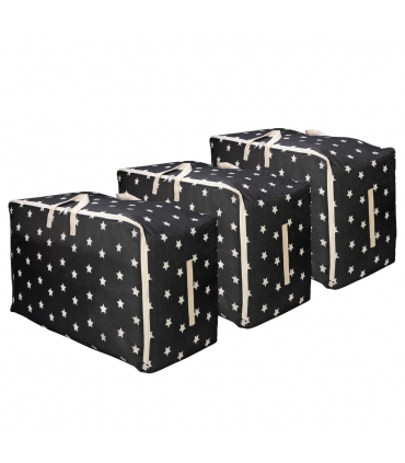 VINSANI 3pc STORAGE BAGS BLACK STAR MEDIUM 0000342