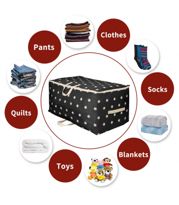 VINSANI 3pc STORAGE BAGS BLACK STAR MEDIUM 0000342