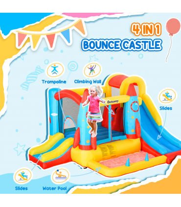 Bouncy Castle with Slide Pool Trampoline