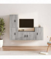 vidaXL 4 Piece TV Cabinet Set Grey Sonoma Engineered Wood
