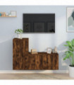 vidaXL 2 Piece TV Cabinet Set Smoked Oak Engineered Wood