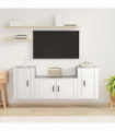 vidaXL 3 Piece TV Cabinet Set White Engineered Wood