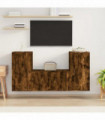 vidaXL 3 Piece TV Cabinet Set Smoked Oak Engineered Wood