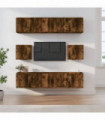 vidaXL 8 Piece TV Cabinet Set Smoked Oak Engineered Wood