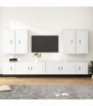 vidaXL 8 Piece TV Cabinet Set White Engineered Wood
