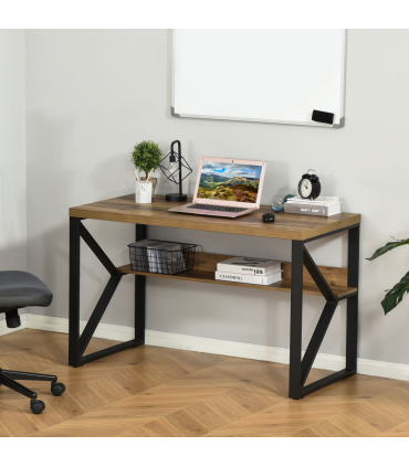 Computer Writing Desk K-Shaped Steel Leg Storage Shelf Home Office