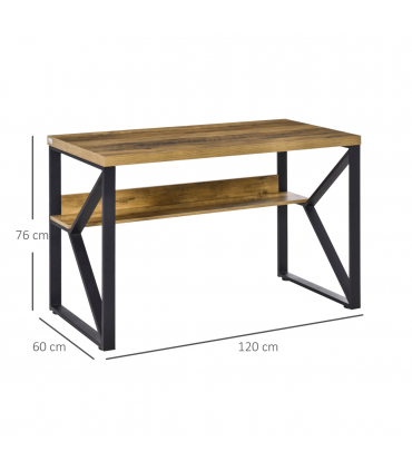 Computer Writing Desk K-Shaped Steel Leg Storage Shelf Home Office