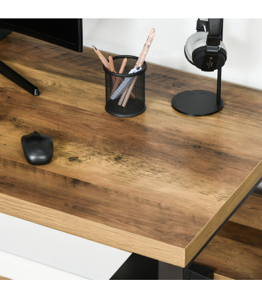 Computer Writing Desk K-Shaped Steel Leg Storage Shelf Home Office