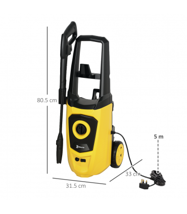 DURHAND High-Performance Power Washer 1800W, 150 Bar, 510 L/h, Yellow