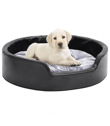 Dog Bed Black and Grey 69x59x19 cm Plush and Faux Leather
