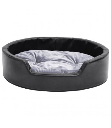Dog Bed Black and Grey 69x59x19 cm Plush and Faux Leather