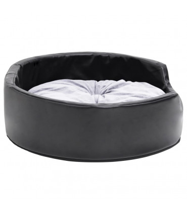 Dog Bed Black and Grey 69x59x19 cm Plush and Faux Leather