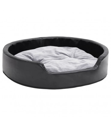 Dog Bed Black and Grey 79x70x19 cm Plush and Faux Leather