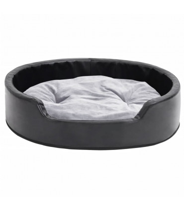 Dog Bed Black and Grey 79x70x19 cm Plush and Faux Leather