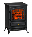 Electric Fire Place 1850W Heater Wood Burning Effect Flame Portable Black