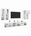 vidaXL 7 Piece TV Wall Cabinet Set with LED Lights White