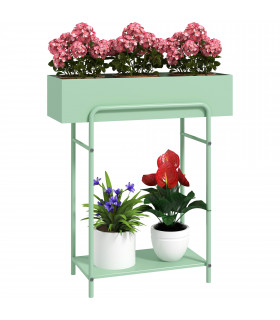 Elegant Green Metal Plant Stand - Two-Tier Design for Versatile Arrangements