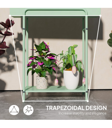Elegant Green Metal Plant Stand - Two-Tier Design for Versatile Arrangements