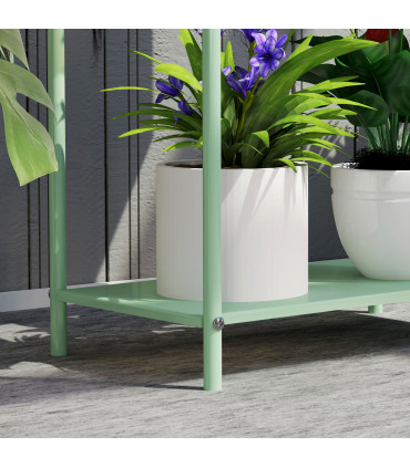 Elegant Green Metal Plant Stand - Two-Tier Design for Versatile Arrangements