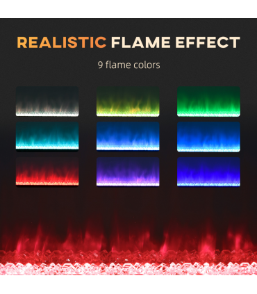 HOMCOM 127cm Electric Fireplace Recessed and Wall Mounted Electric Fire Black