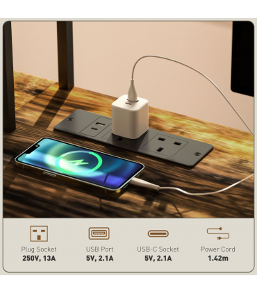 HOMCOM Reversible Corner Desk w/ USB Port, Long Computer Desk for 2 Person