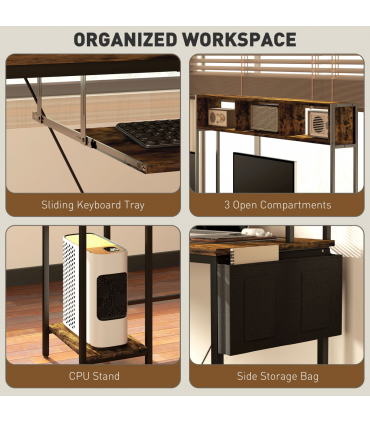 HOMCOM Reversible Corner Desk w/ USB Port, Long Computer Desk for 2 Person