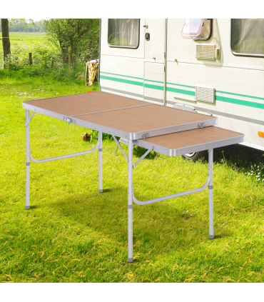 Outsunny 4ft Aluminium Picnic Table w/Side Desktop Outdoor BBQ Party Portable