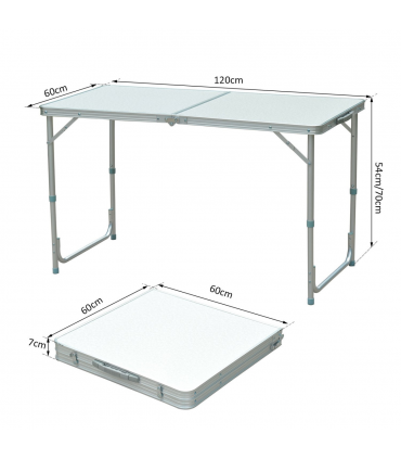 Outsunny 4ft Aluminium Portable Folding Camping Picnic Table Outdoor Garden