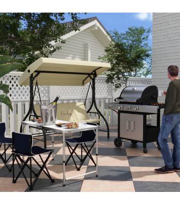 Outsunny 4ft Aluminium Portable Folding Camping Picnic Table Outdoor Garden