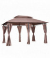 Outsunny 4m x 3m Pavilion Steel Frame Garden Gazebo Khaki