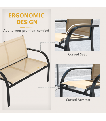 Outsunny 4pcs Patio Furniture Set Garden Sofa Glass Top Coffee Table Beige