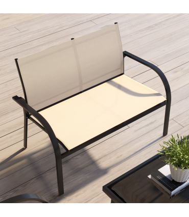 Outsunny 4pcs Patio Furniture Set Garden Sofa Glass Top Coffee Table Beige