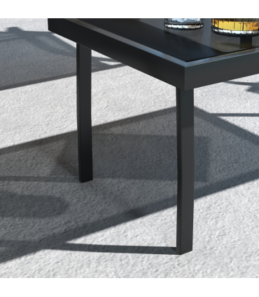 Outsunny 4pcs Patio Furniture Set Garden Sofa Glass Top Coffee Table Beige