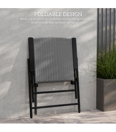 Outsunny 4pcs Rattan Chair Foldable Garden Furniture w/ Armrest Grey