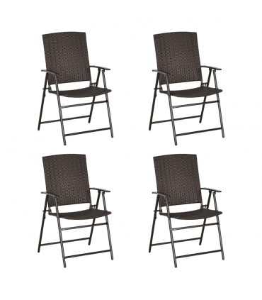Outsunny 4pcs Rattan Chair Foldable Garden Furniture w/ Armrest Steel Frame