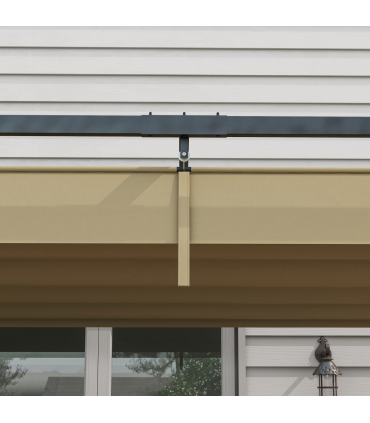 Outsunny 4x3(m) Metal Pergola Gazebo Patio Sunshelter Retractable Canopy Khaki