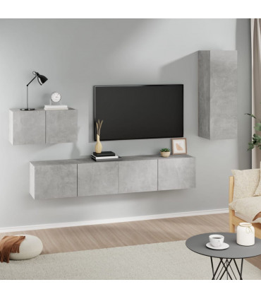 vidaXL 4 Piece TV Cabinet Set Concrete Grey Engineered Wood