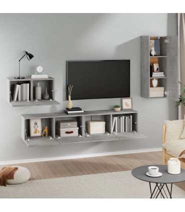 vidaXL 4 Piece TV Cabinet Set Concrete Grey Engineered Wood
