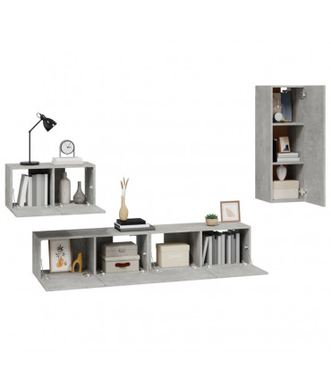 vidaXL 4 Piece TV Cabinet Set Concrete Grey Engineered Wood