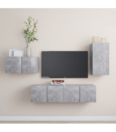 vidaXL 4 Piece TV Cabinet Set Concrete Grey Engineered Wood