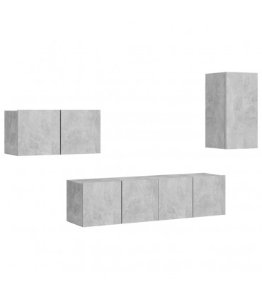vidaXL 4 Piece TV Cabinet Set Concrete Grey Engineered Wood