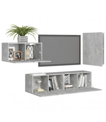 vidaXL 4 Piece TV Cabinet Set Concrete Grey Engineered Wood