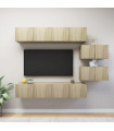vidaXL 6 Piece TV Cabinet Set Sonoma Oak Engineered Wood