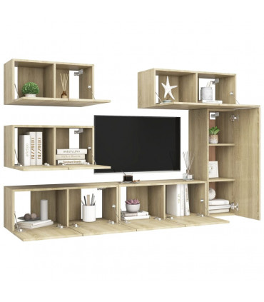 vidaXL 6 Piece TV Cabinet Set Sonoma Oak Engineered Wood