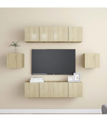 vidaXL 6 Piece TV Cabinet Set Sonoma Oak Engineered Wood