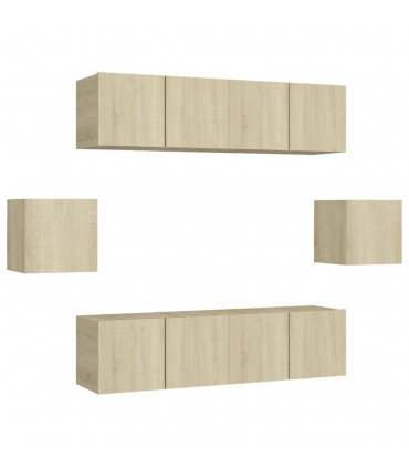 vidaXL 6 Piece TV Cabinet Set Sonoma Oak Engineered Wood