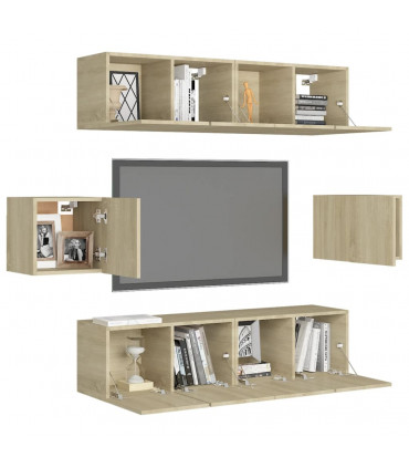 vidaXL 6 Piece TV Cabinet Set Sonoma Oak Engineered Wood