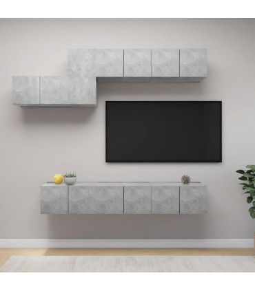 vidaXL 7 Piece TV Cabinet Set Concrete Grey Engineered Wood