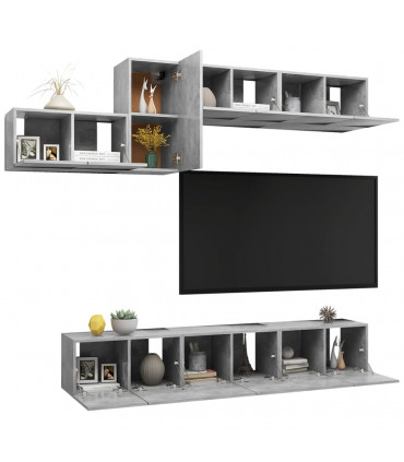 vidaXL 7 Piece TV Cabinet Set Concrete Grey Engineered Wood